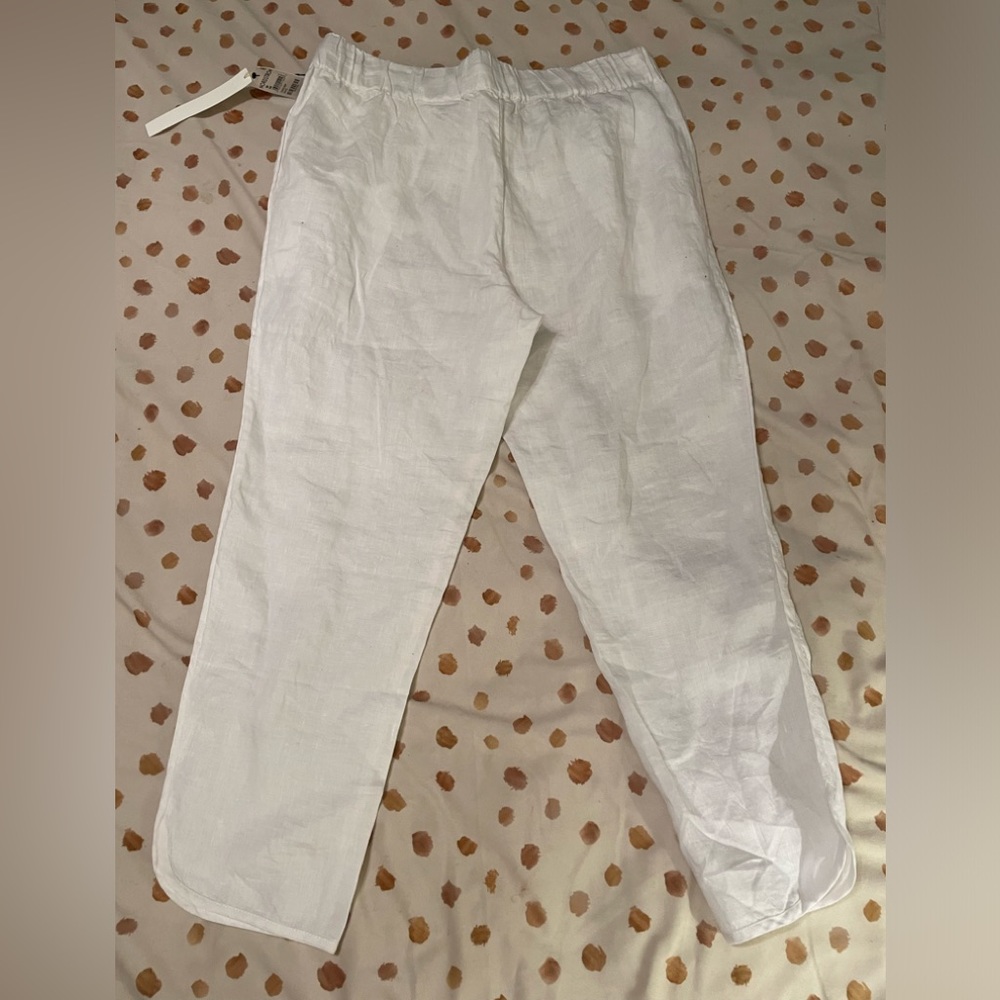 NWT Caslon Petite Linen White Cropped Pants - Picture 3 of 6
